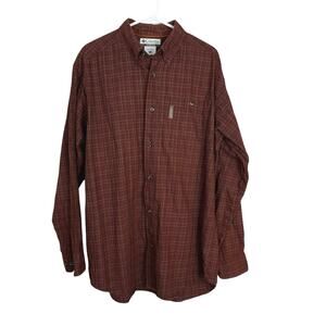 Columbia Men’s Long Sleeve Button Down Shirt Size Large Brown Plaid 100% Cotton